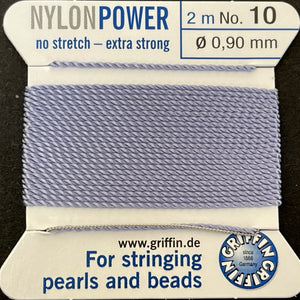 Griffin Nylon Power beading cord with needle, size #10 - 0.9mm, 2 metre - Oz Beads 