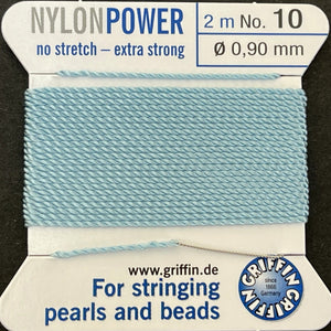 Griffin Nylon Power beading cord with needle, size #10 - 0.9mm, 2 metre - Oz Beads 