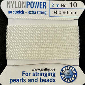 Griffin Nylon Power beading cord with needle, size #10 - 0.9mm, 2 metre - Oz Beads 