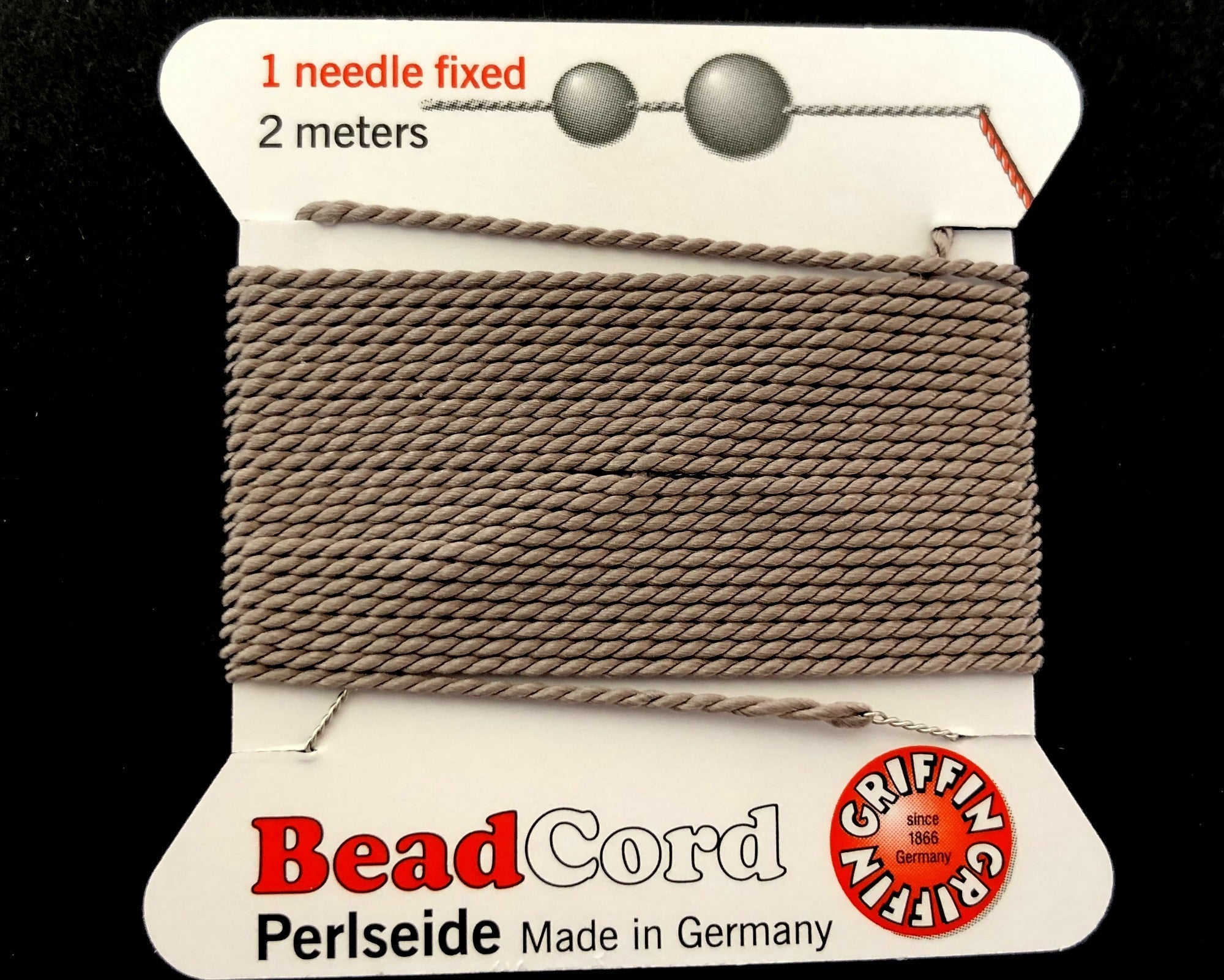 Griffin Silk beading cord with needle, size #10 - 0.9mm, 18 color choice, 2 meter - Oz Beads 