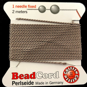 Griffin Silk beading cord with needle, size #10 - 0.9mm, 18 color choice, 2 meter - Oz Beads 