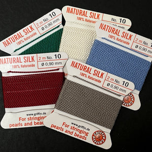 Griffin Silk beading cord with needle, size #10 - 0.9mm, 2 metres - Oz Beads 