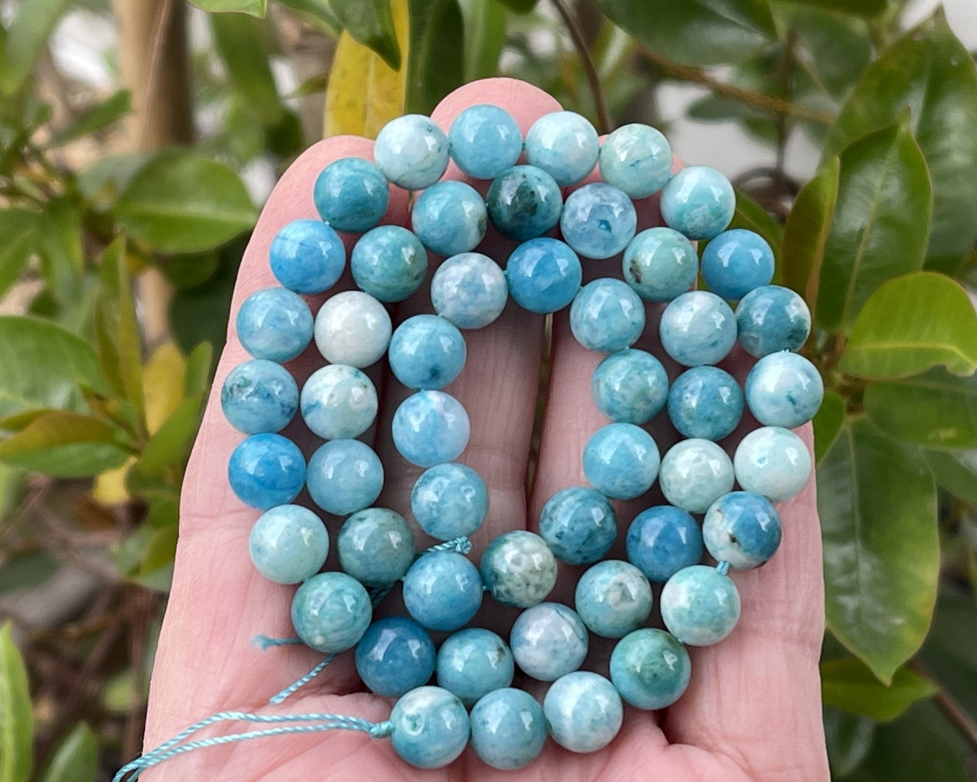 Hemimorphite 8mm round natural gemstone beads 15.5" strand - Oz Beads 