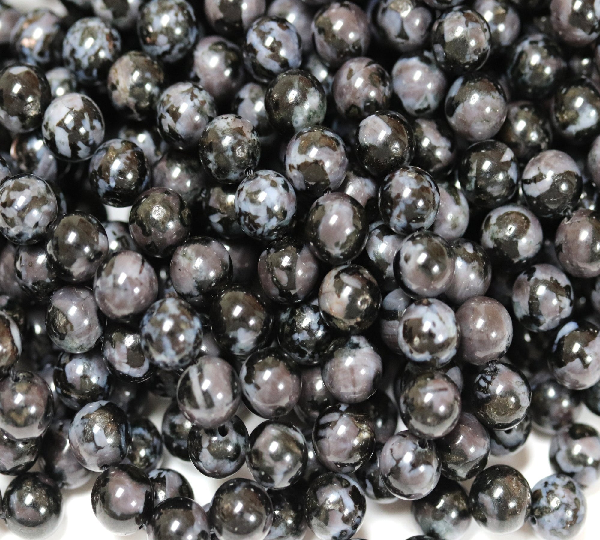 Indigo Gabbro Mystic Merlinite 6mm round natural gemstone beads 15.5" strand - Oz Beads 