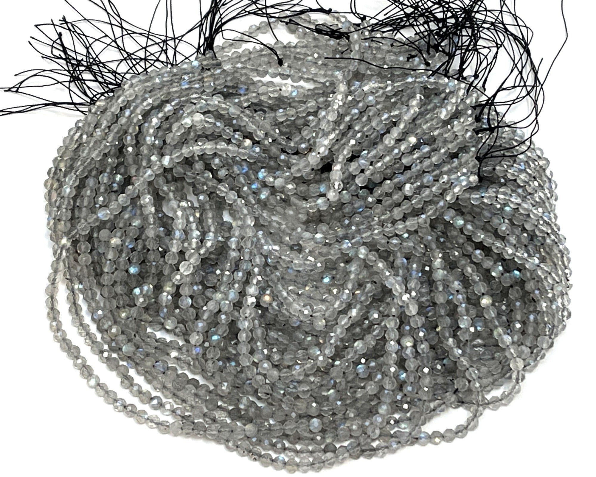 Labradorite 3mm 4mm faceted round natural gemstone beads 15.5" strand - Oz Beads 