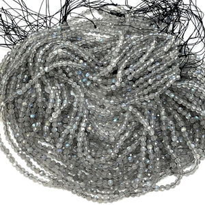 Labradorite 3mm 4mm faceted round natural gemstone beads 15.5" strand - Oz Beads 