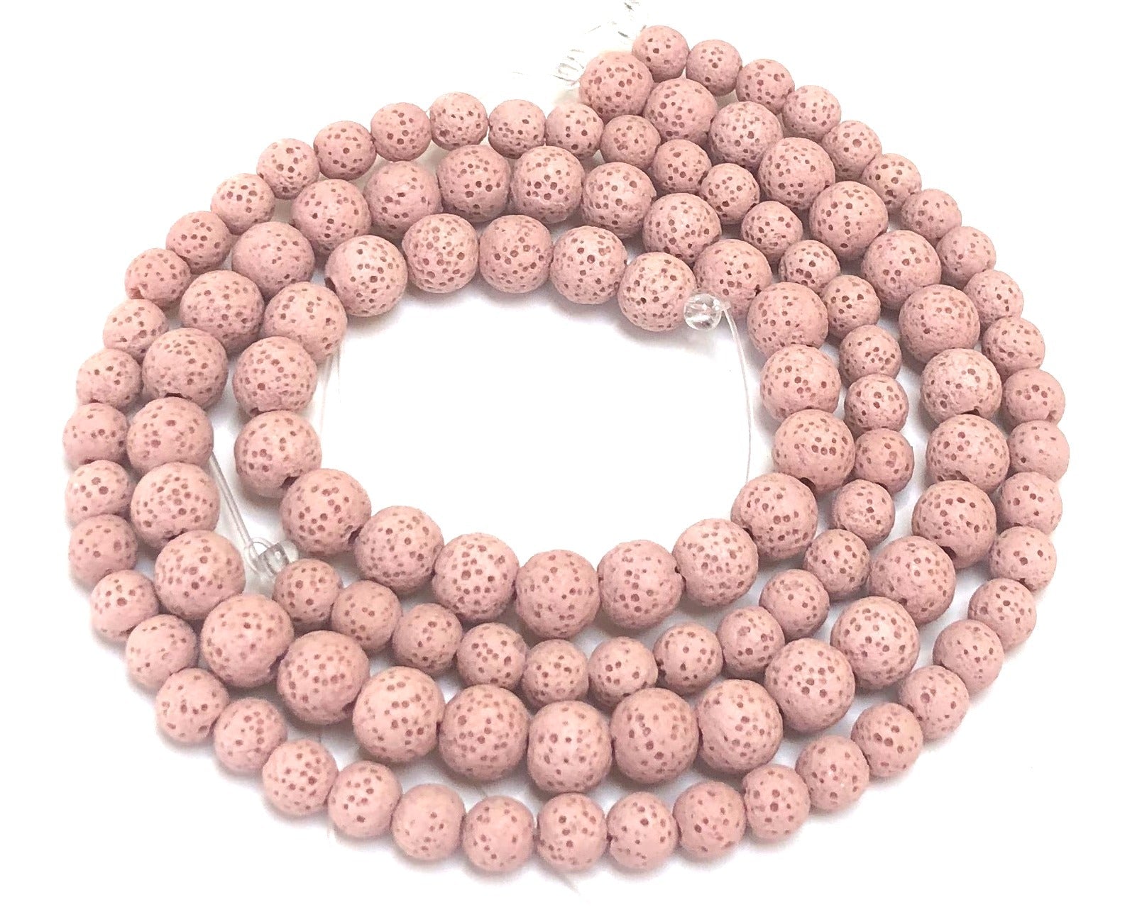 Pink Lava 6mm 8mm round natural volcanic lava diffuser beads 15.5" strand - Oz Beads 
