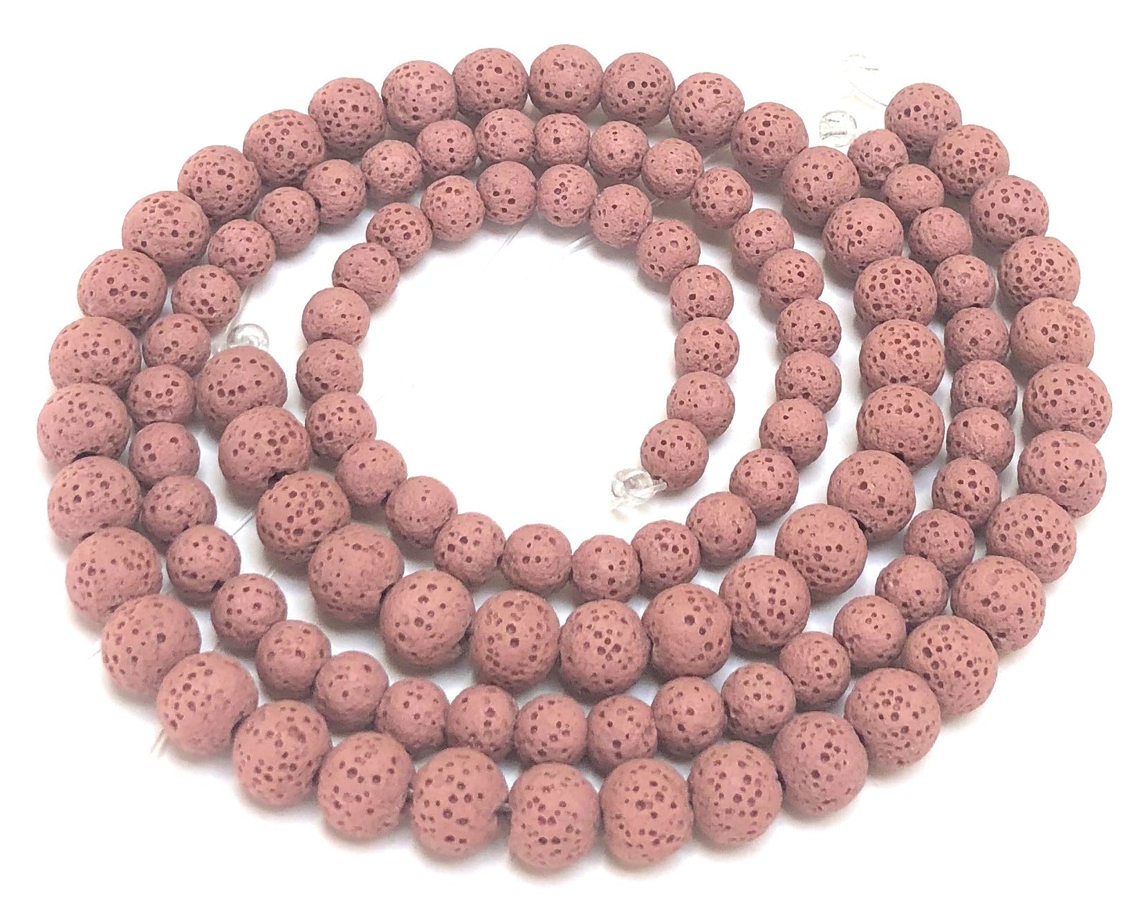Rose Pink Lava 6mm 8mm round natural volcanic lava diffuser beads 15.5" strand - Oz Beads 