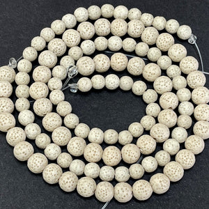 Lava Tan 6mm 8mm round natural volcanic lava diffuser beads 15.5" strand - Oz Beads 
