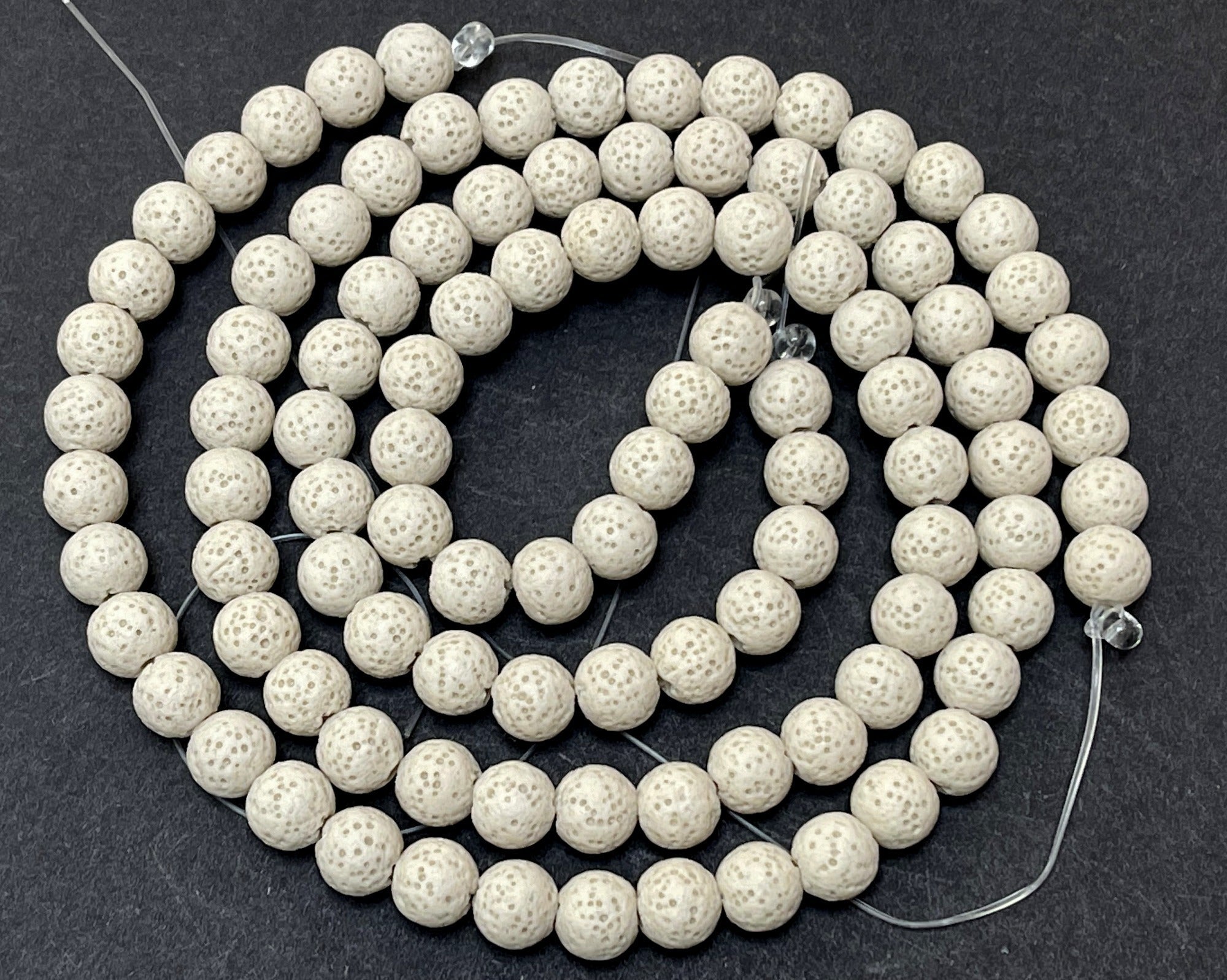Lava Tan 6mm 8mm round natural volcanic lava diffuser beads 15.5" strand - Oz Beads 