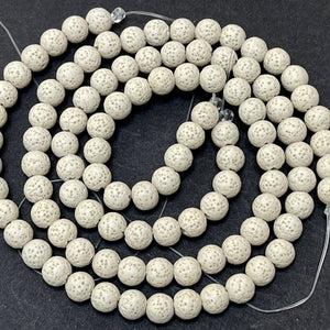 Lava Tan 6mm 8mm round natural volcanic lava diffuser beads 15.5" strand - Oz Beads 