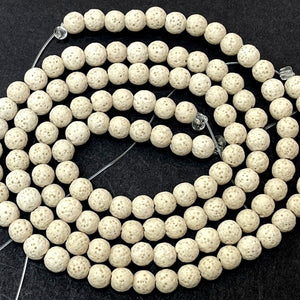 Lava Tan 6mm 8mm round natural volcanic lava diffuser beads 15.5" strand - Oz Beads 