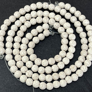 Lava White 6mm 8mm 10mm round natural volcanic lava diffuser beads 16" strand - Oz Beads 