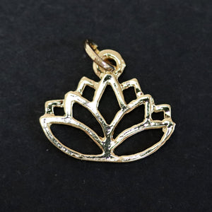 Lotus charm 14x16mm 14K Gold plated metal alloy pendant - Oz Beads 
