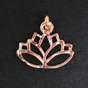 Lotus charm 14x16mm 14K Rose Gold plated metal alloy pendant - Oz Beads 