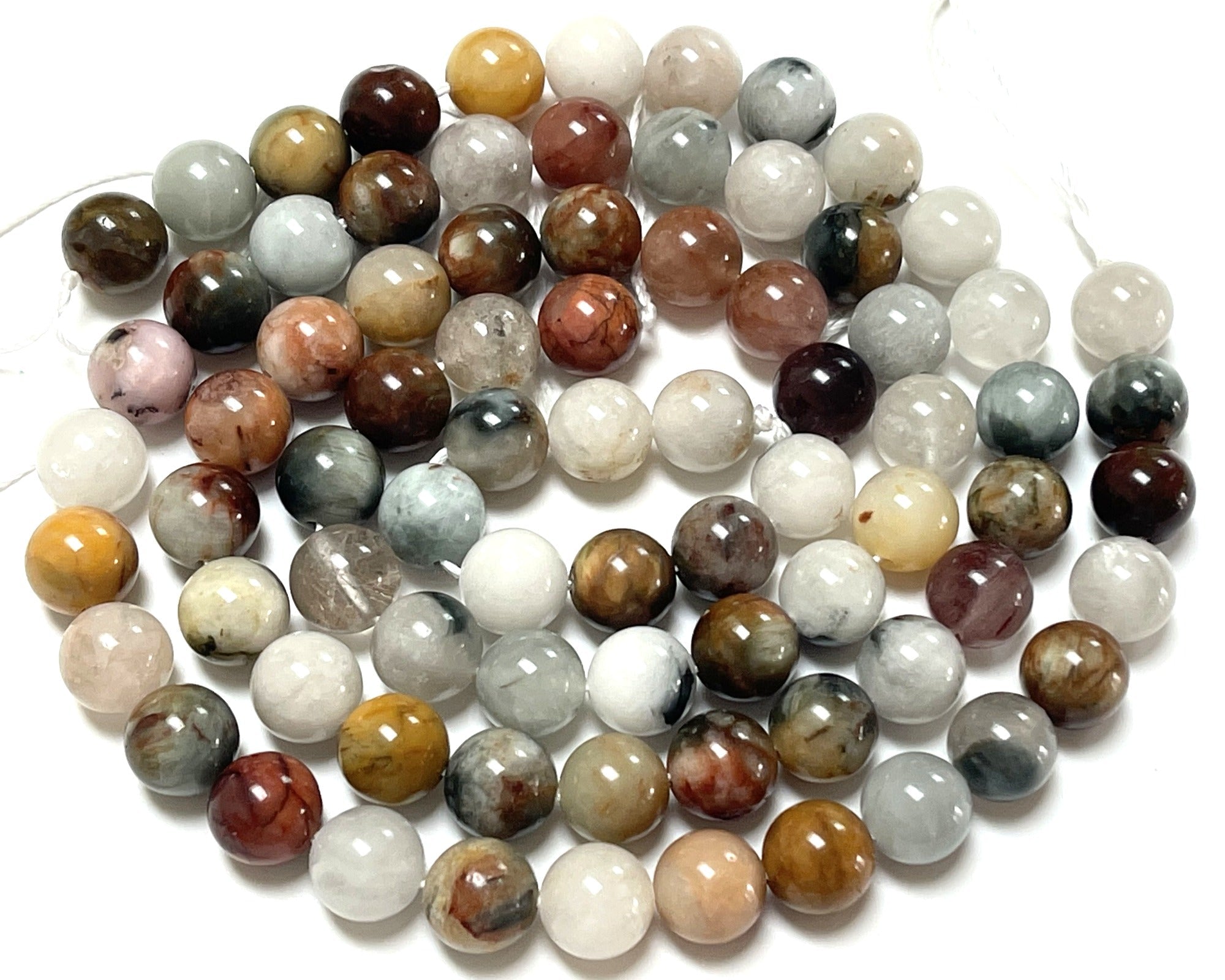 Mixed Quartz 10mm round natural gemstone beads 15.5" strand - Oz Beads 