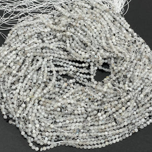 Moonstone Tourmaline 3mm faceted natural gemstones beads 15" strand - Oz Beads 