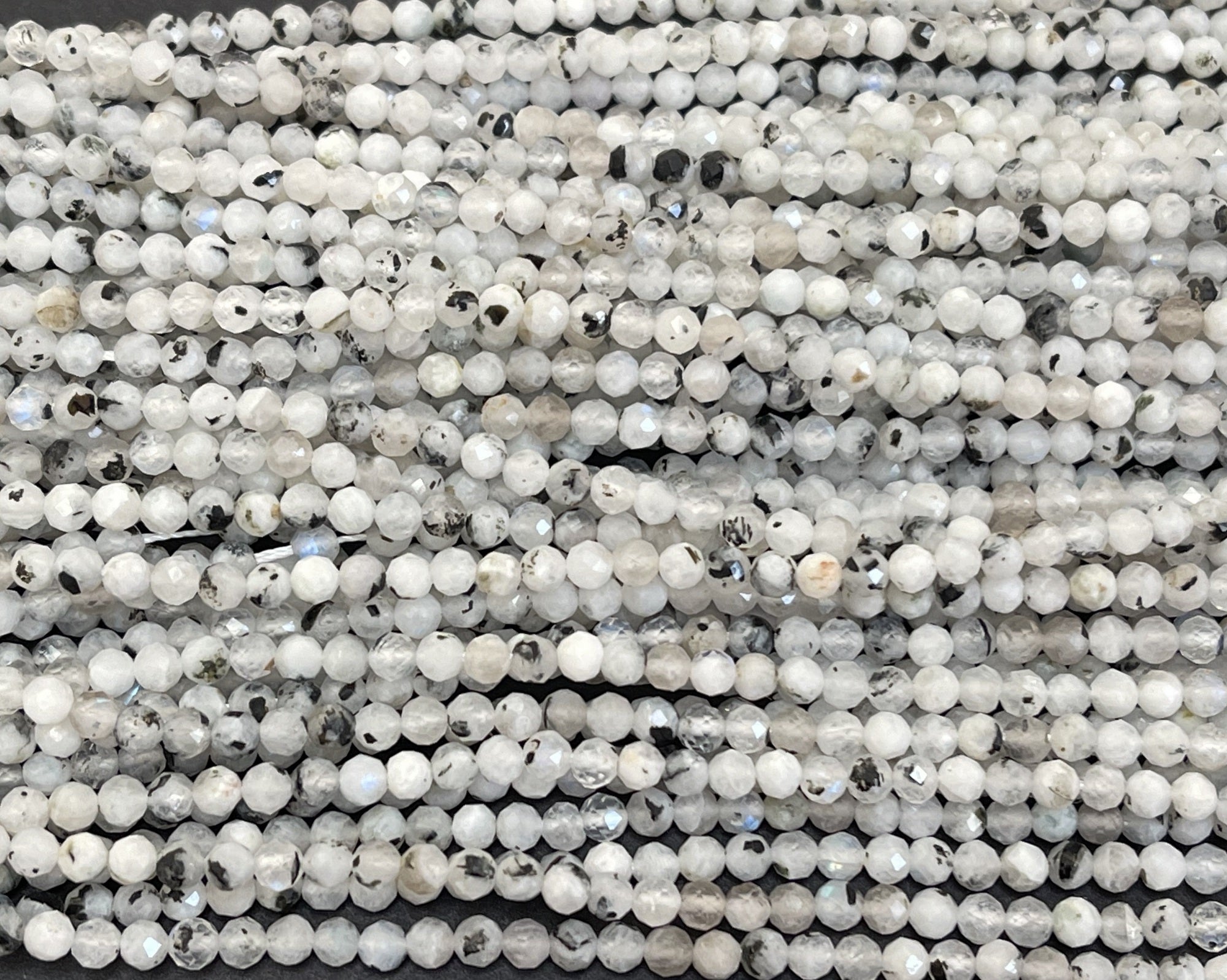 Moonstone Tourmaline 3mm faceted natural gemstones beads 15" strand - Oz Beads 