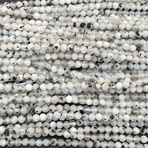 Moonstone Tourmaline 3mm faceted natural gemstones beads 15" strand - Oz Beads 