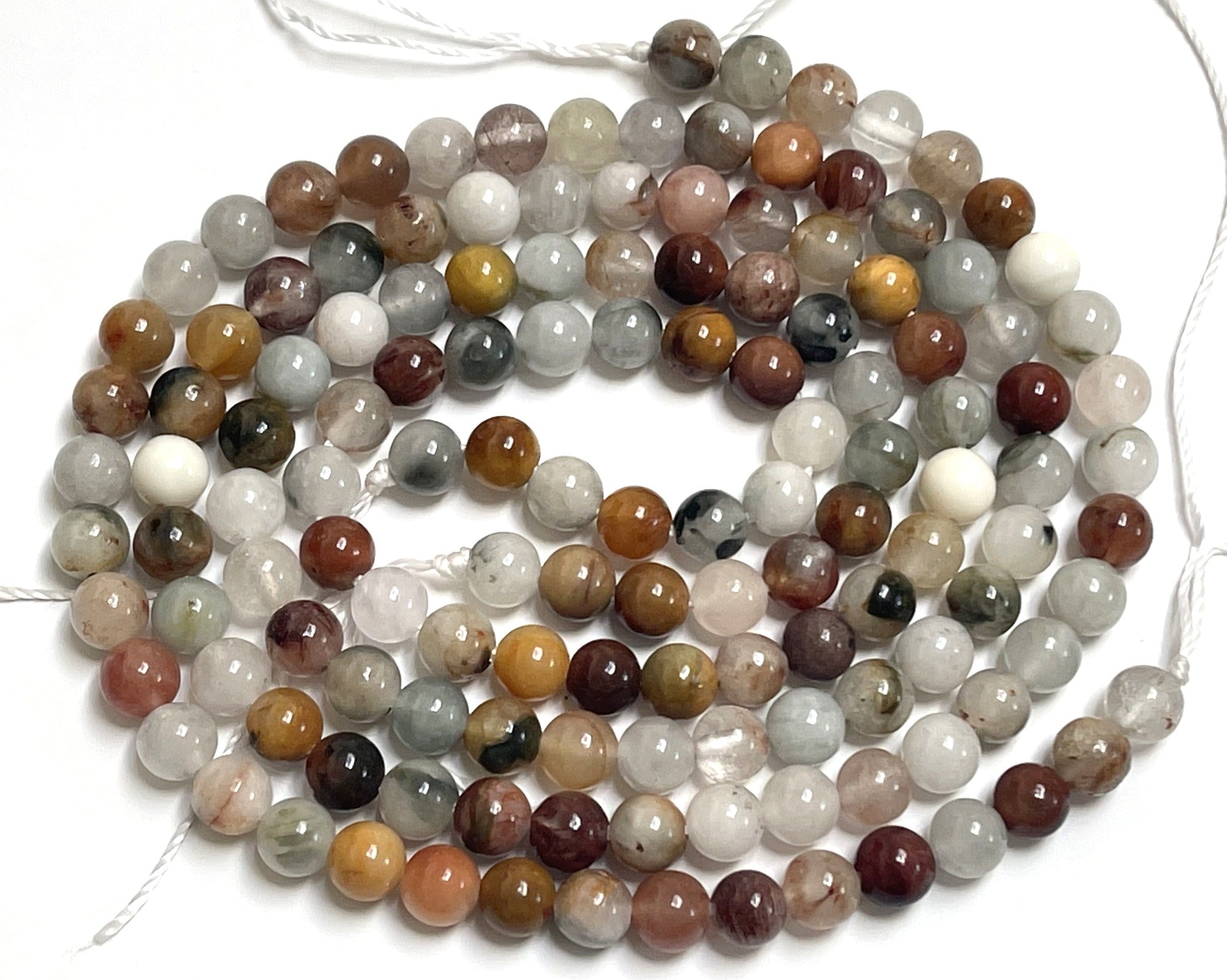 Multi-Color Quartz 6mm round gemstone beads 15.5" strand - Oz Beads 