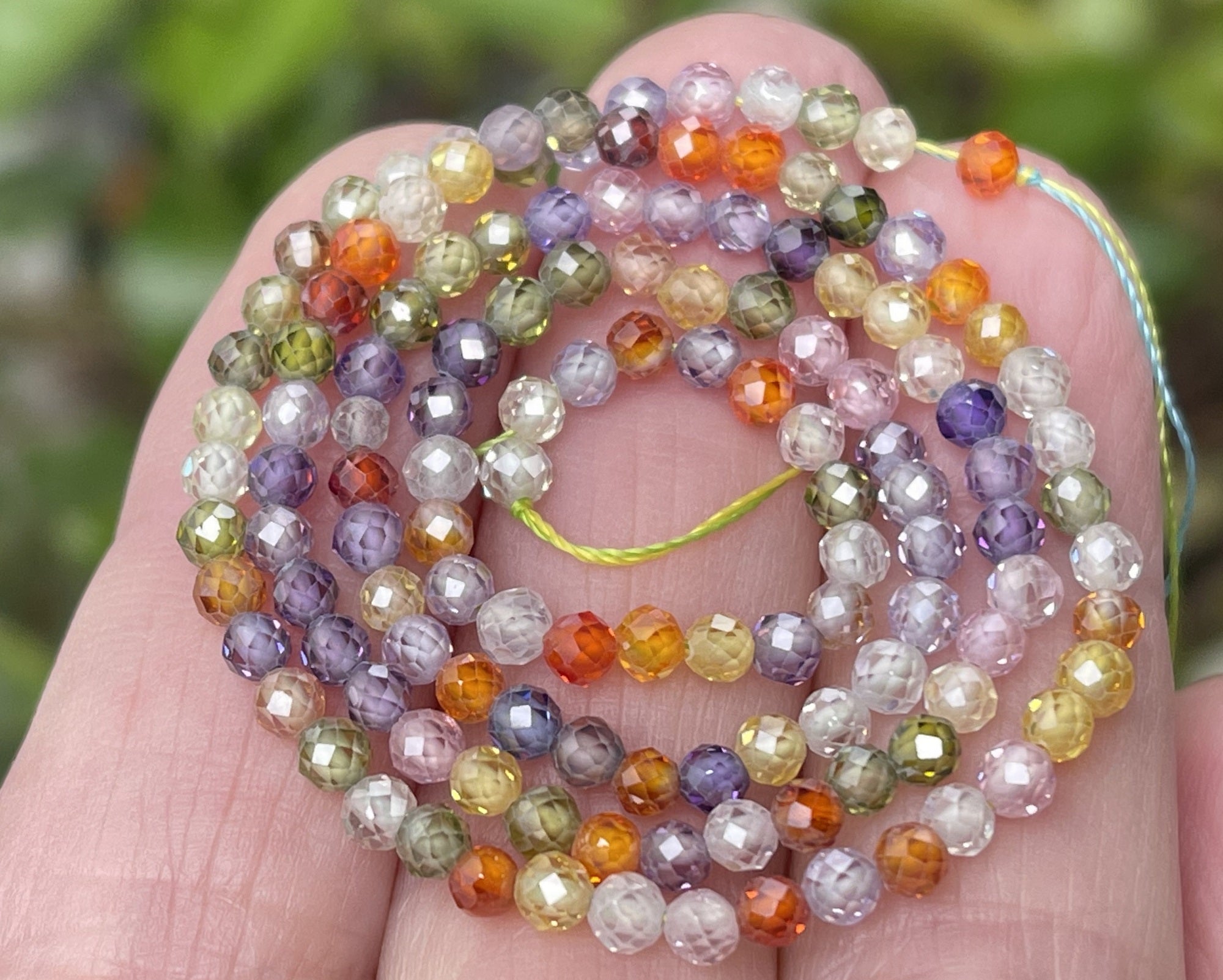 Multi color Zircon beads, 3mm round micro faceted sparkling CZ beads 15" strand - Oz Beads 