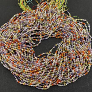Multi color Zircon beads, 3mm round micro faceted sparkling CZ beads 15" strand - Oz Beads 