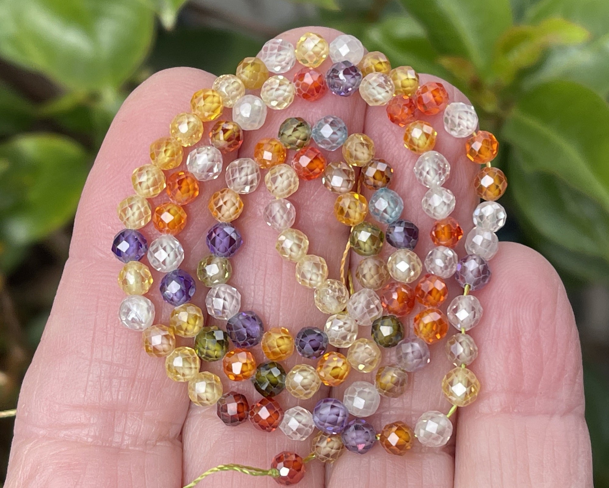 Multi color Zircon beads, 4mm round micro faceted sparkling CZ beads 15" strand - Oz Beads 