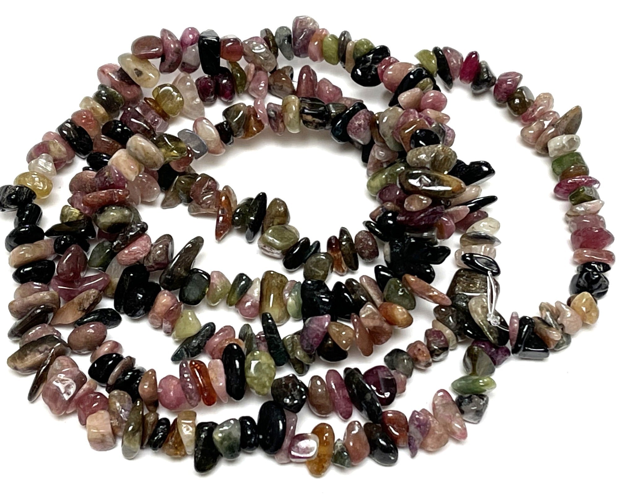 Multi Colour Tourmaline chip beads natural gemstone chips 34" strand - Oz Beads 