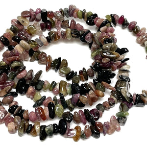 Multi Colour Tourmaline chip beads natural gemstone chips 34" strand - Oz Beads 