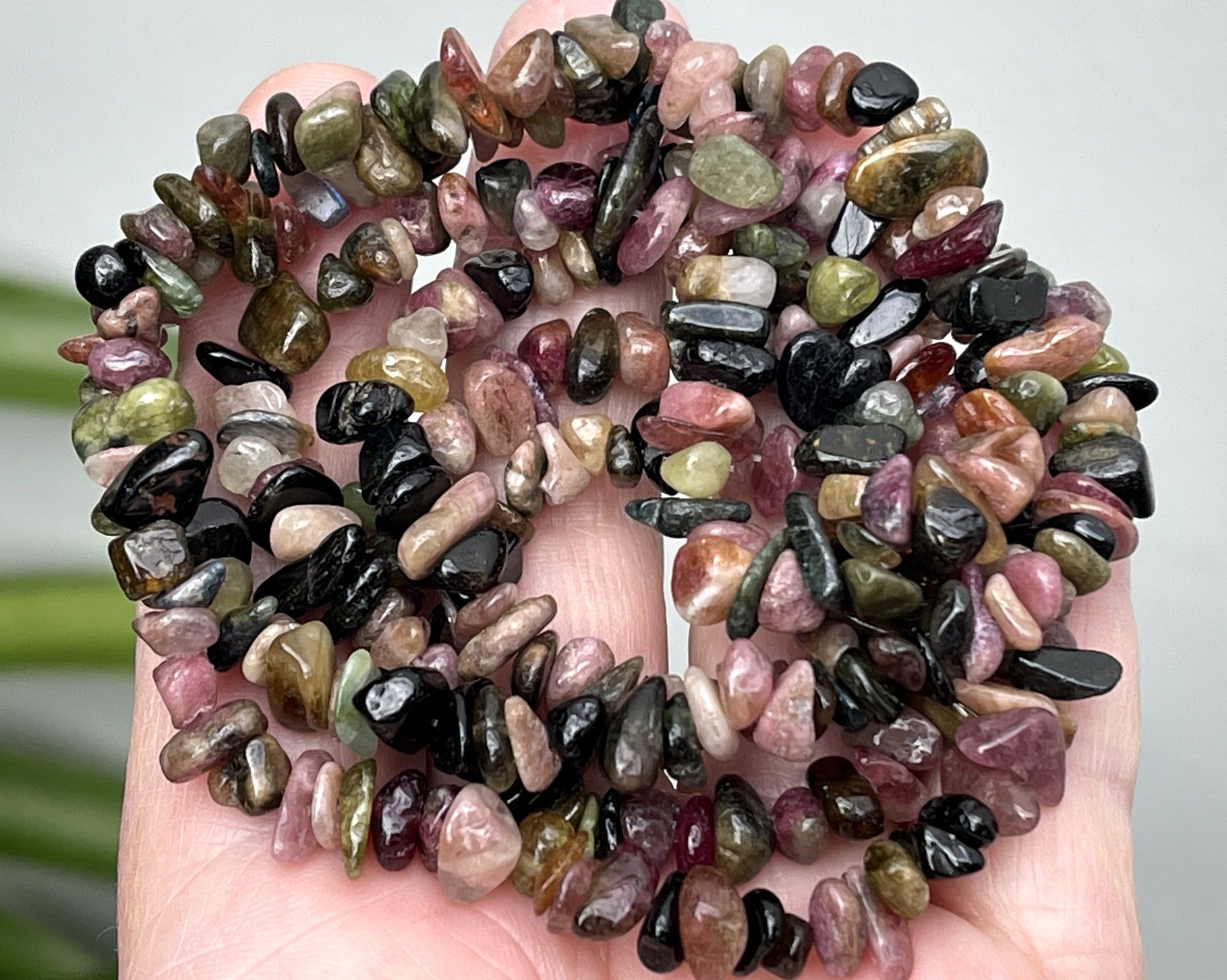Multi Colour Tourmaline chip beads natural gemstone chips 34" strand - Oz Beads 