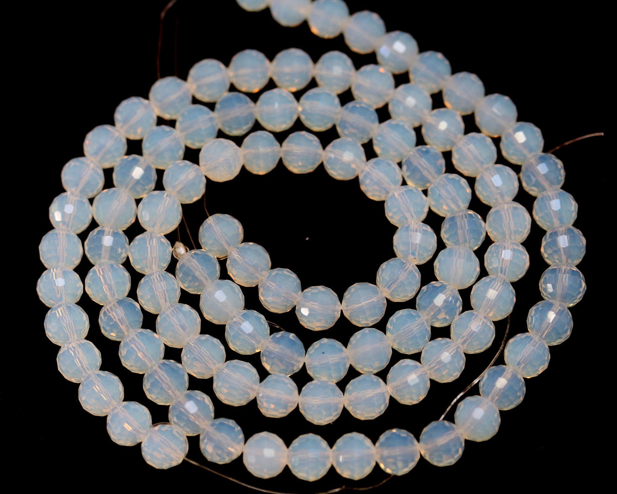Opalite faceted 8mm round beads 15" strand - Oz Beads 