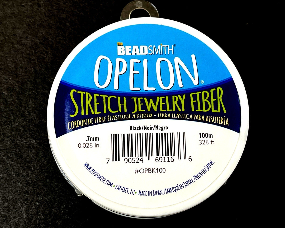 Opelon Black 0.7mm Stretch Elastic Cord, 100 meter spool - Oz Beads 
