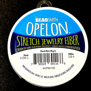 Opelon Black 0.7mm Stretch Elastic Cord, 100 meter spool - Oz Beads 