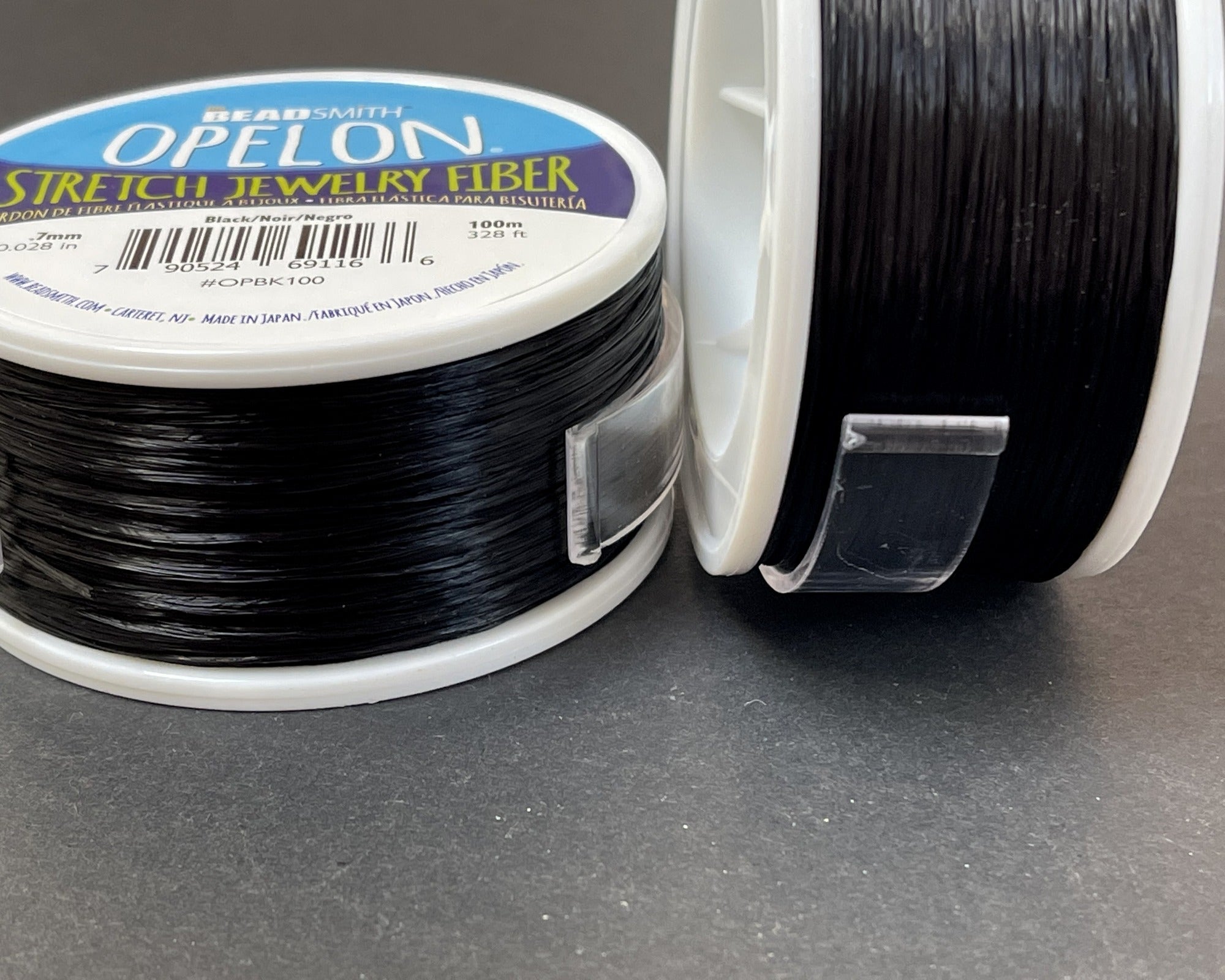 Opelon Black 0.7mm Stretch Elastic Cord, 100 meter spool - Oz Beads 