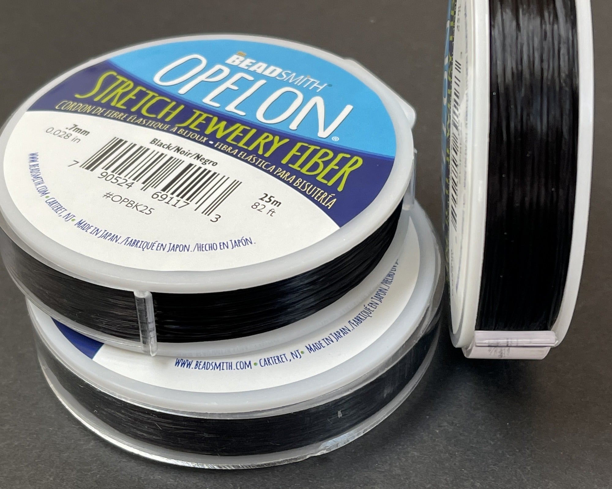 Opelon Black 0.7mm Stretch Elastic Cord, 25 meter spool - Oz Beads 