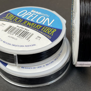 Opelon Black 0.7mm Stretch Elastic Cord, 25 meter spool - Oz Beads 