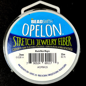 Opelon Black 0.7mm Stretch Elastic Cord, 25 meter spool - Oz Beads 