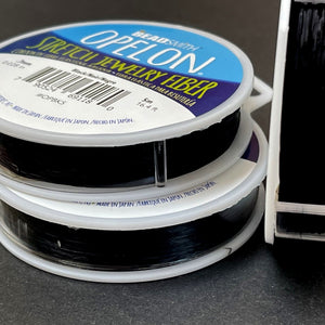 Opelon Black 0.7mm Stretch Elastic Cord, 5 meter spool - Oz Beads 