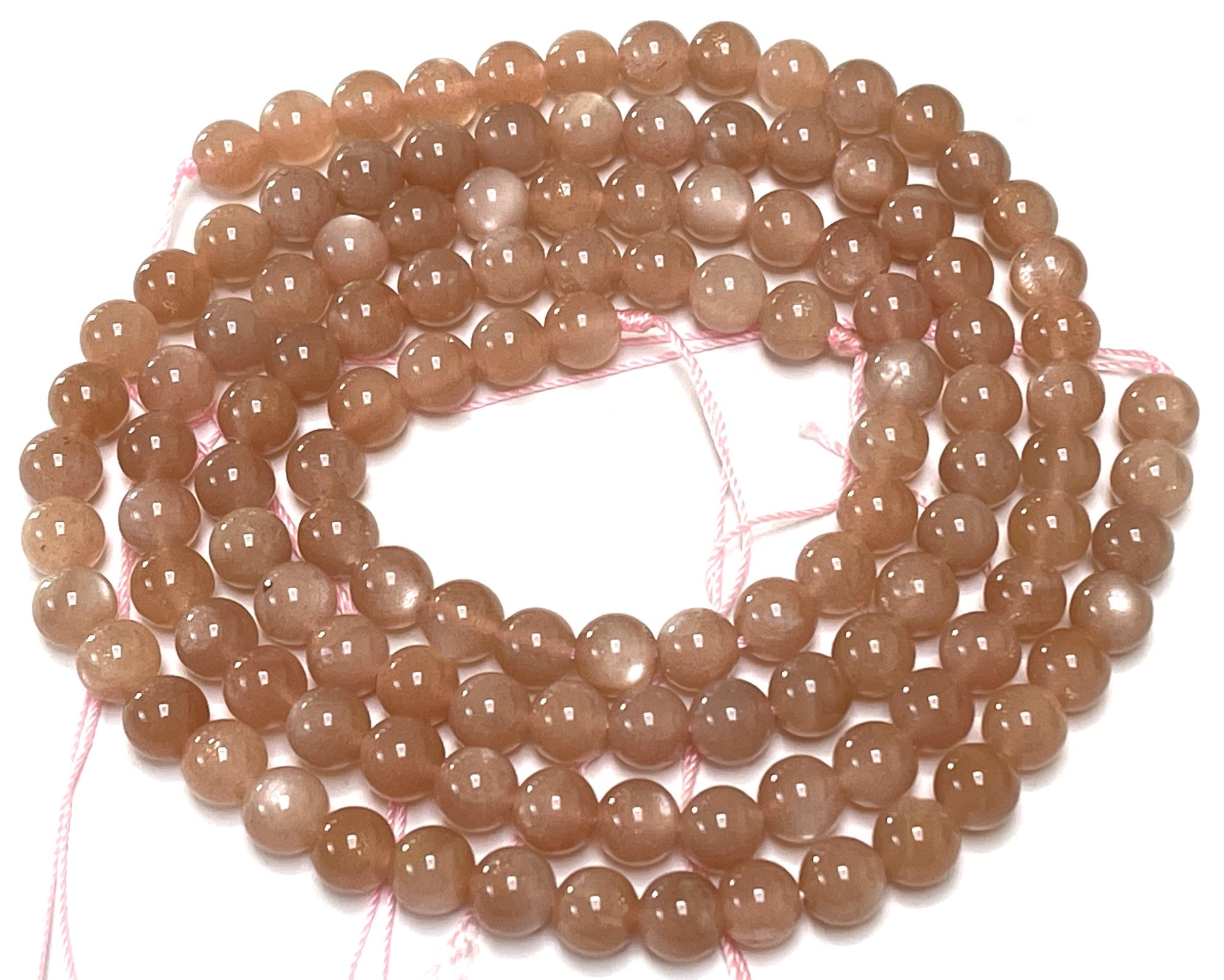 Orange Sunstone 6mm round natural gemstone beads 15.5" strand