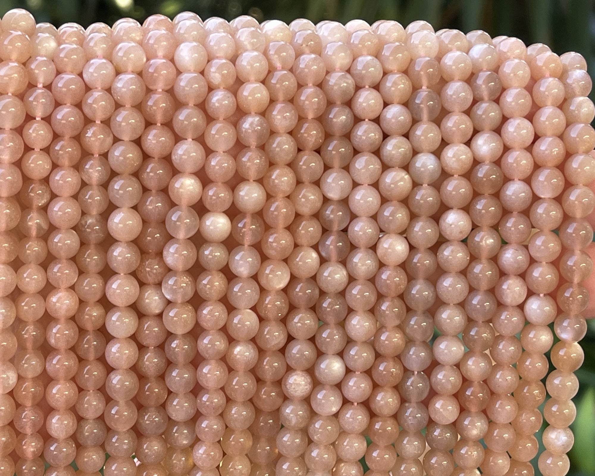 Orange Sunstone 6mm round natural gemstone beads 15.5" strand