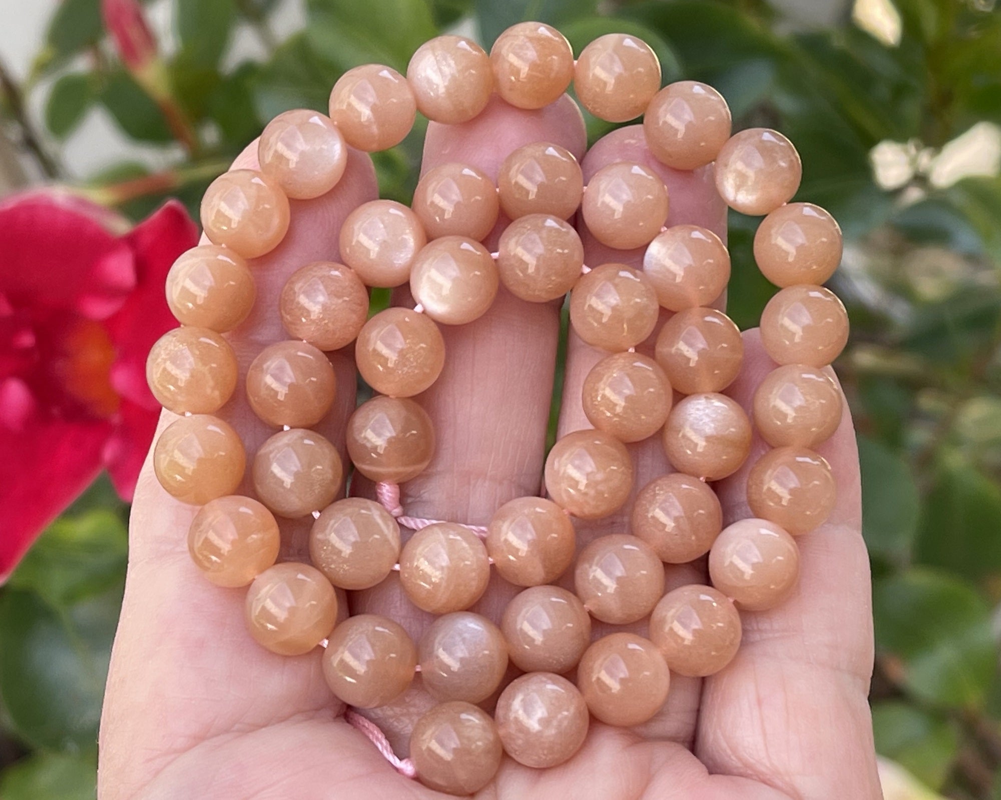 Orange Sunstone 8mm round natural gemstone beads 15.5" strand