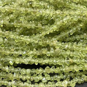 Peridot 3-5mm tiny chip beads natural gemstone chips 33" strand - Oz Beads 