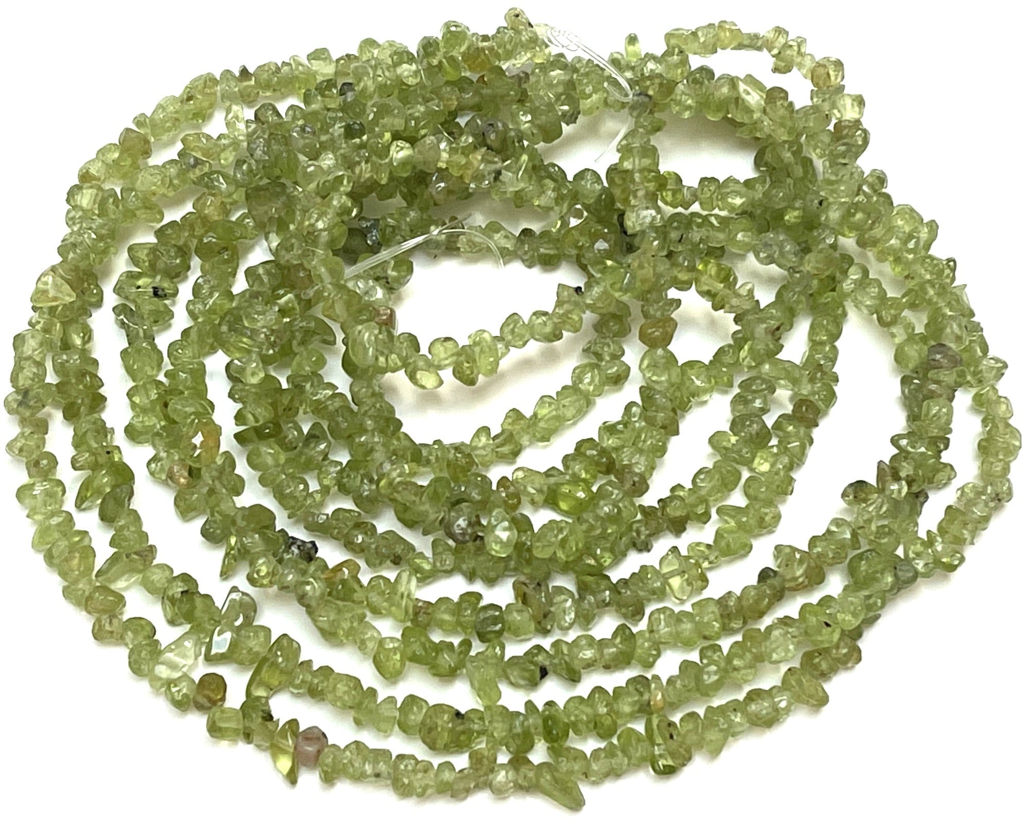 Peridot 3-5mm tiny chip beads natural gemstone chips 33" strand - Oz Beads 