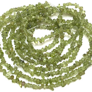 Peridot 3-5mm tiny chip beads natural gemstone chips 33" strand - Oz Beads 