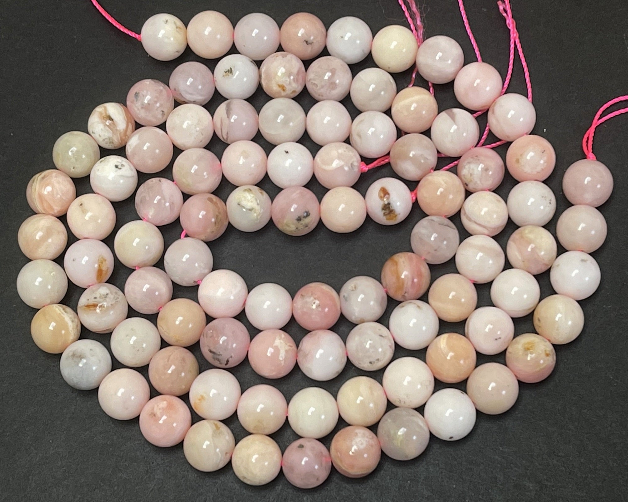 Peruvian Pink Opal 8mm round natural gemstone beads 15.5" strand - Oz Beads 