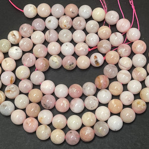 Peruvian Pink Opal 8mm round natural gemstone beads 15.5" strand - Oz Beads 