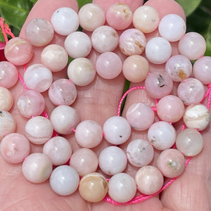 Peruvian Pink Opal 8mm round natural gemstone beads 15.5" strand - Oz Beads 