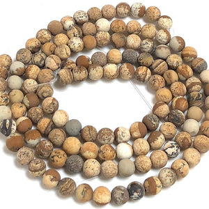 Picture Jasper matte 6mm round gemstone beads 15" strand - Oz Beads 