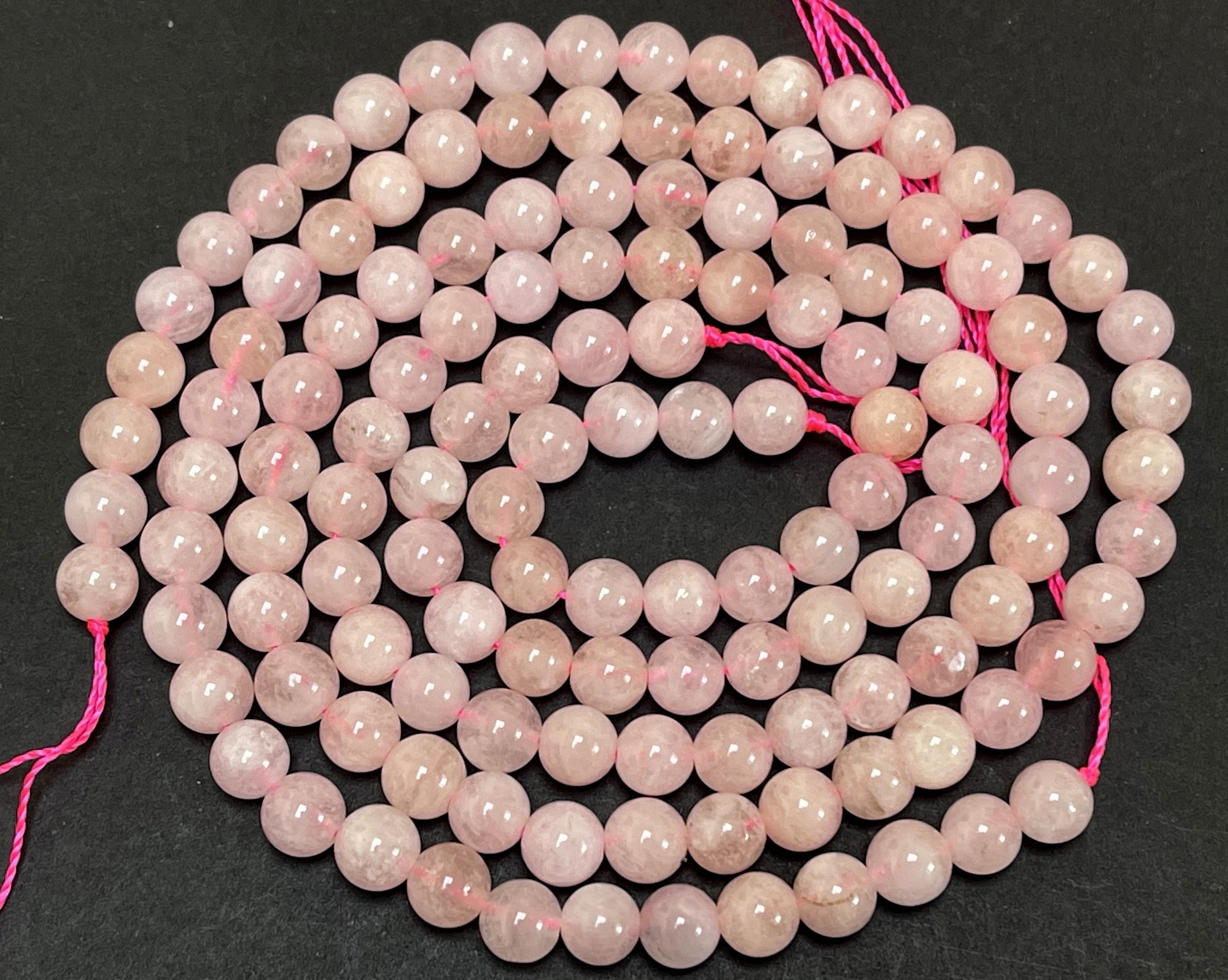 Pink Morganite 6mm round natural gemstone beads 15.5" strand - Oz Beads 