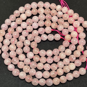 Pink Morganite 6mm round natural gemstone beads 15.5" strand - Oz Beads 